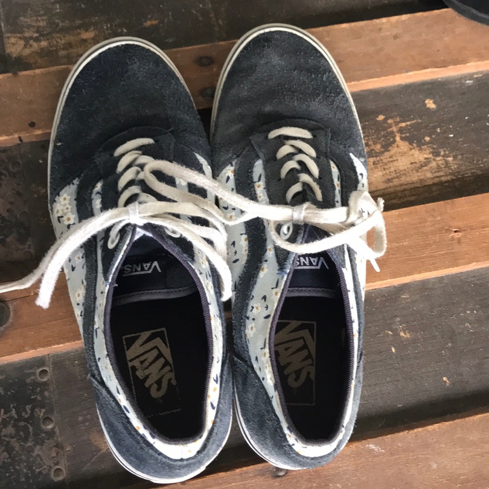 Vans blue with flowers